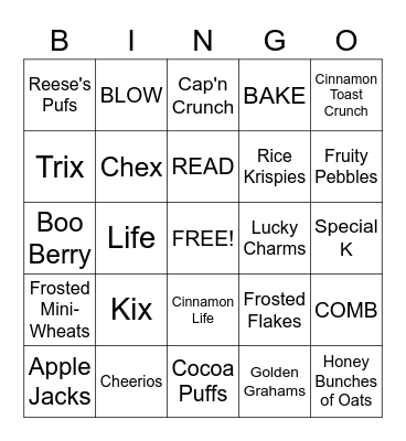 Cone Bingo Card