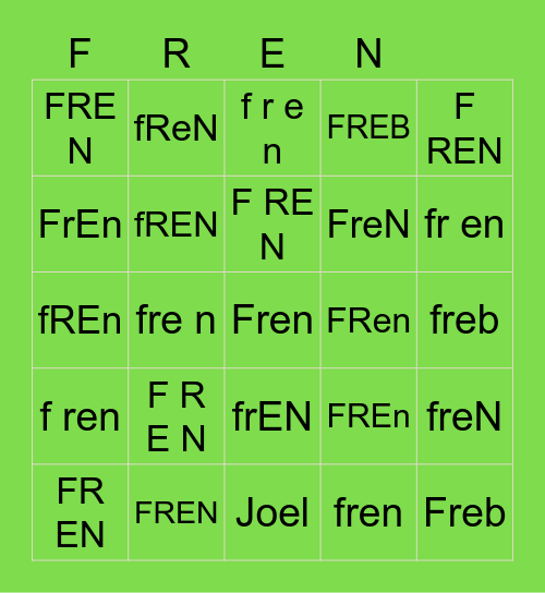 Fren Bingo Card