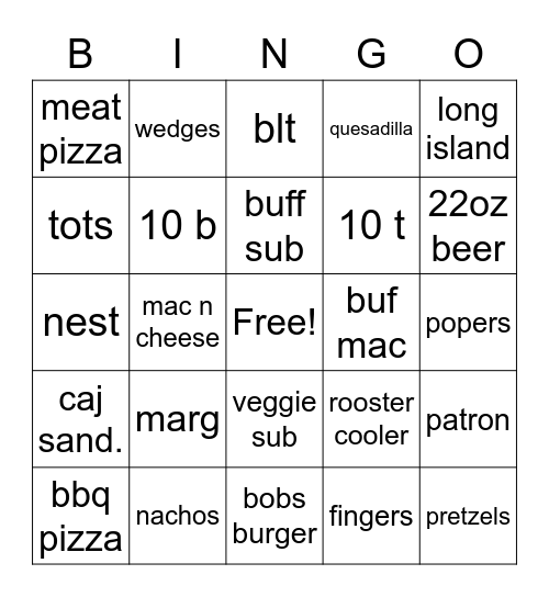 server bingo Card