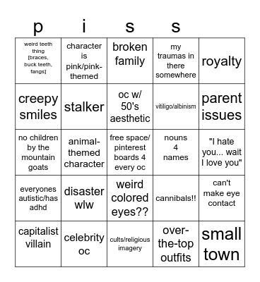 lincolns character/writing tropes Bingo Card