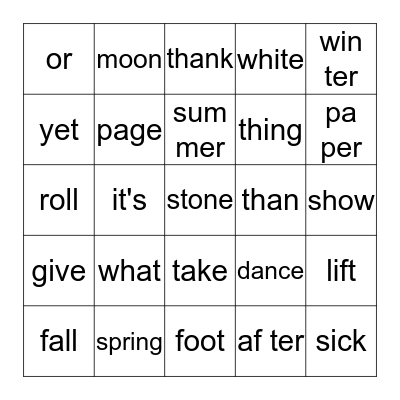 I-2-1 Bingo Card