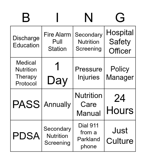 Survey Ready BINGO Card