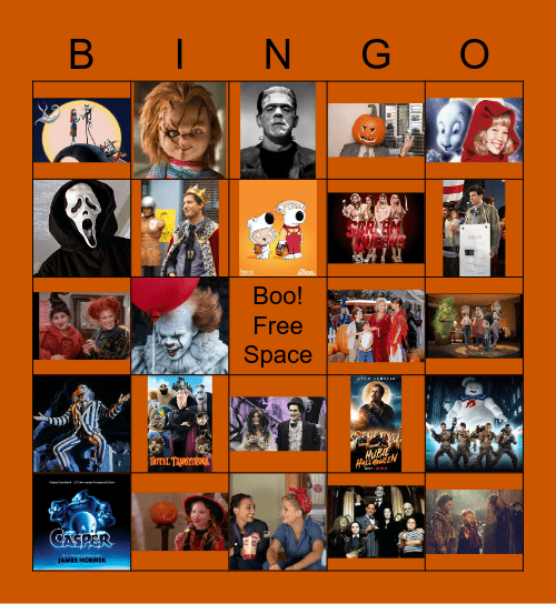 Halloween Movies and Episodes Bingo Card