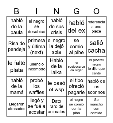 cita de la cami Bingo Card