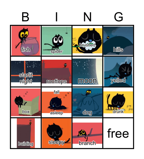 Mat at Night Bingo Card