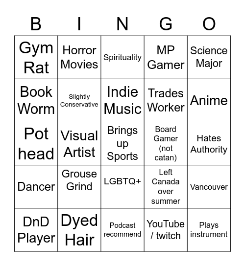 Partay Bingo Card