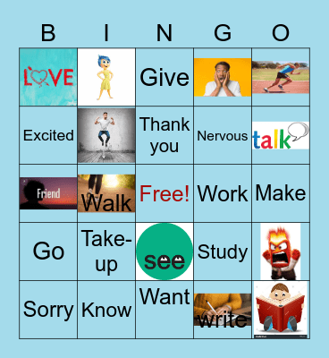 ASL Verbs and Emotions 092521 Bingo Card