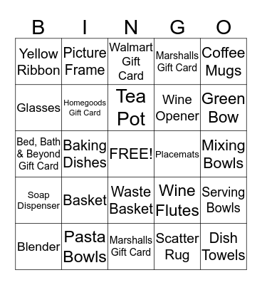 Juliana's Bridal Shower Bingo Card