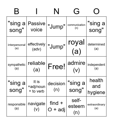 Han ne Bingo Card