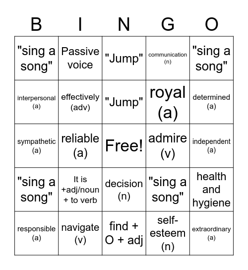 Han ne Bingo Card