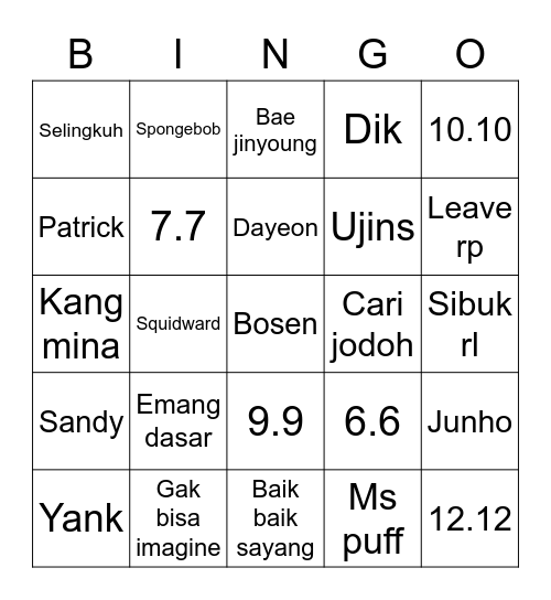 Jinhyuk Bingo Card