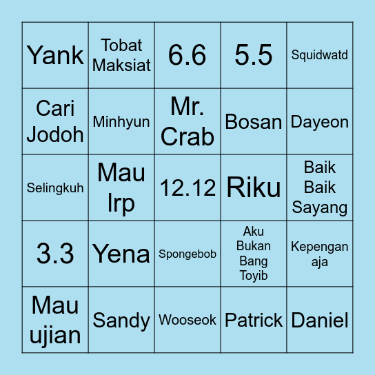 ProdbyJunho Bingo Card