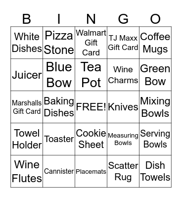 Juliana's Bridal Shower Bingo Card