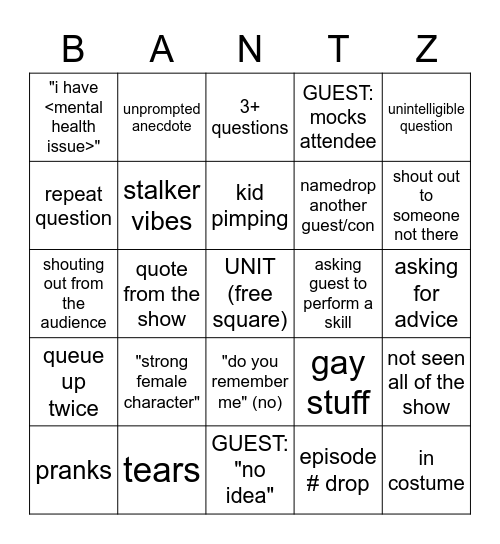 con panel bingo Card