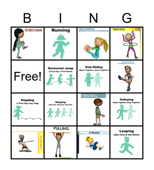 Locomotors & Non-Locomotors Bingo Card