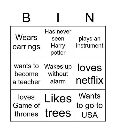 Untitled Bingo Card