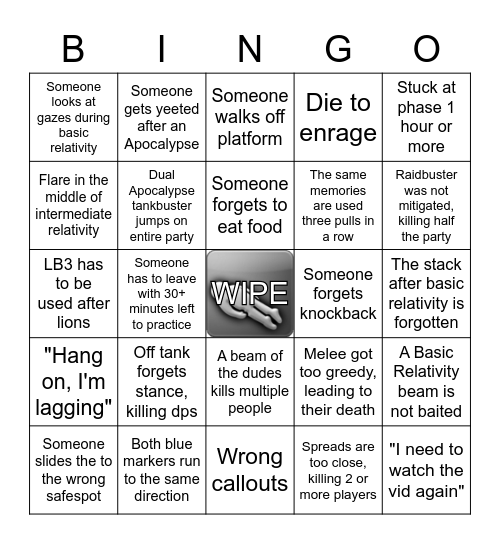 E12 Eternity Bingo Card