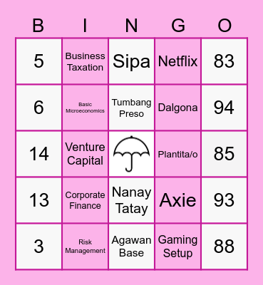 SQUID GAME: Bingo Card