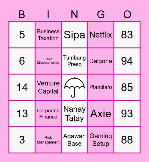 SQUID GAME: Bingo Card