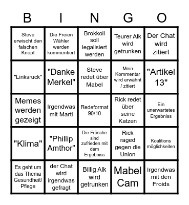 Space Frogs BTW21 Stream Bingo Card