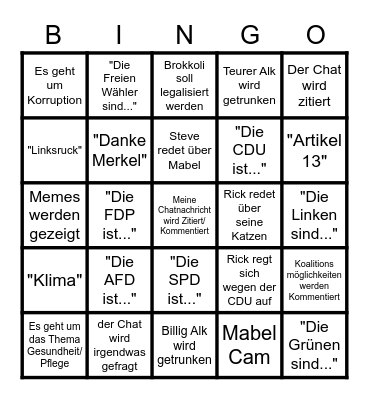 Space Frogs BTW21 Stream Bingo Card