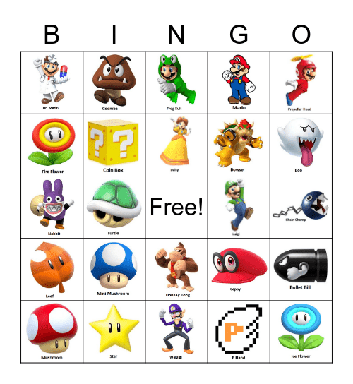 Mario Bingo Card