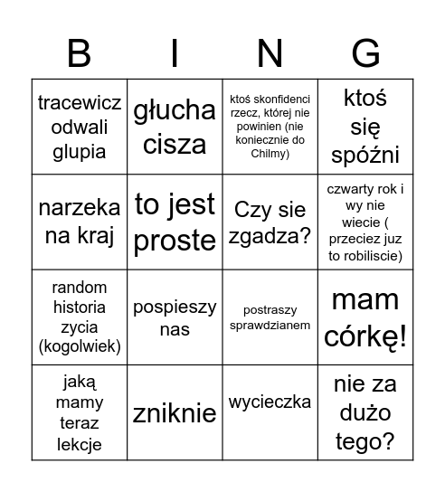 bingo chilma 4x4 Bingo Card