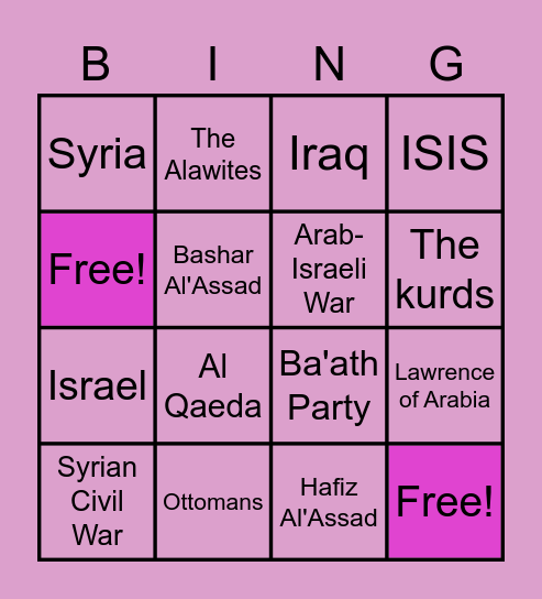 IRAQ-SYRIA-ISRAEL Bingo Card