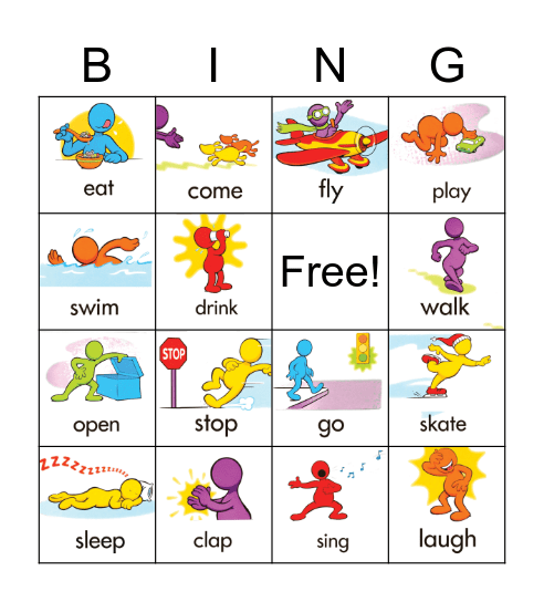 Action Verbs Bingo Card