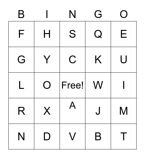 Alphabet Bingo Card