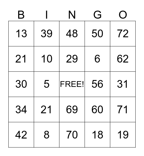 Think Safety Bingo Card