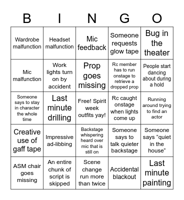 Tech Week Bingo Card