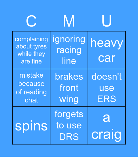 CMU Bingo Card