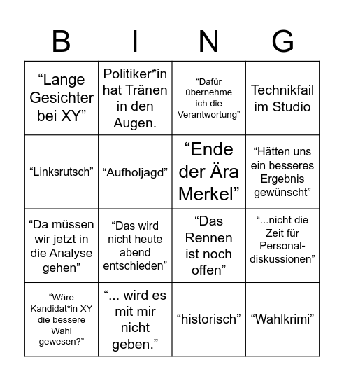 Wahlbingo 2021 Bingo Card