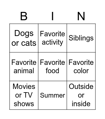 Untitled Bingo Card