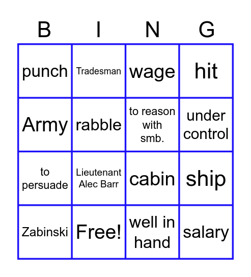 A Foul Play Bingo Card
