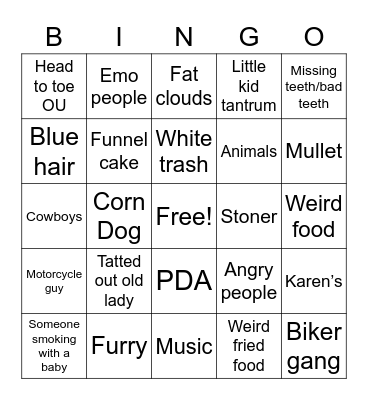Fair Bingo Card