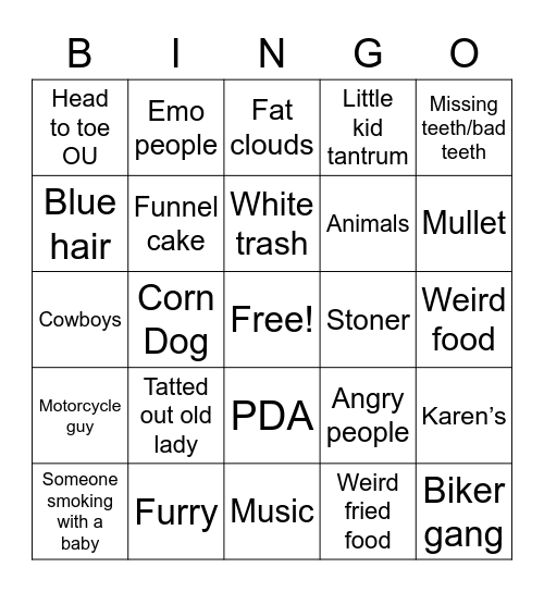 Fair Bingo Card