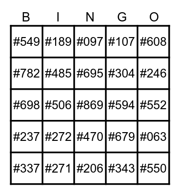 pokemon number bingo Card