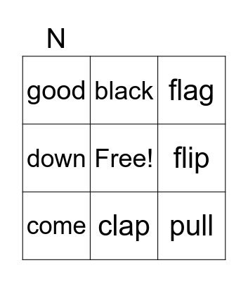 Challenge Words Bingo Card