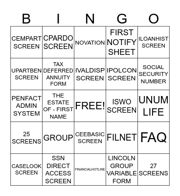 PENFACT BINGO Card