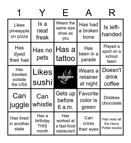 BRANCHES BIRTHDAY BINGO! Bingo Card