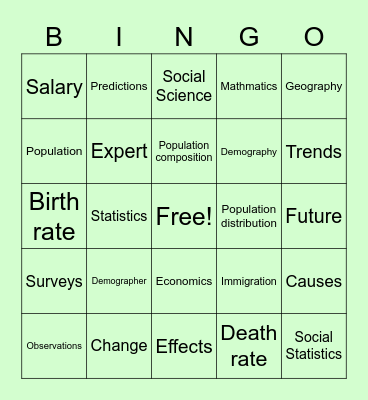 Demographers Bingo Card
