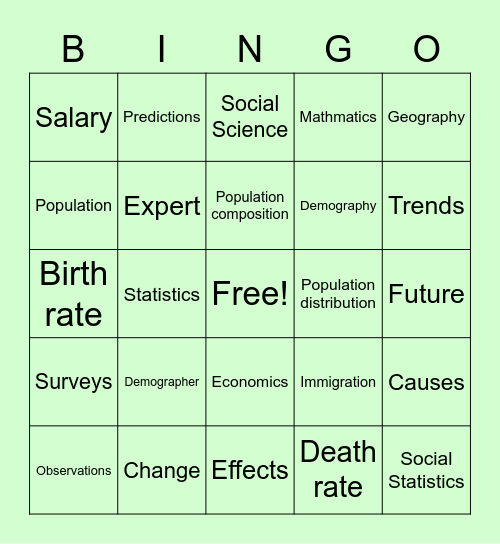 Demographers Bingo Card