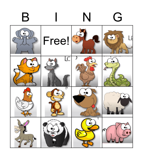 Los animales Bingo Card