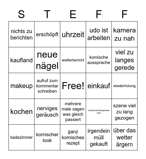 steffchen bingo Card