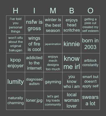 Han Bingo Card