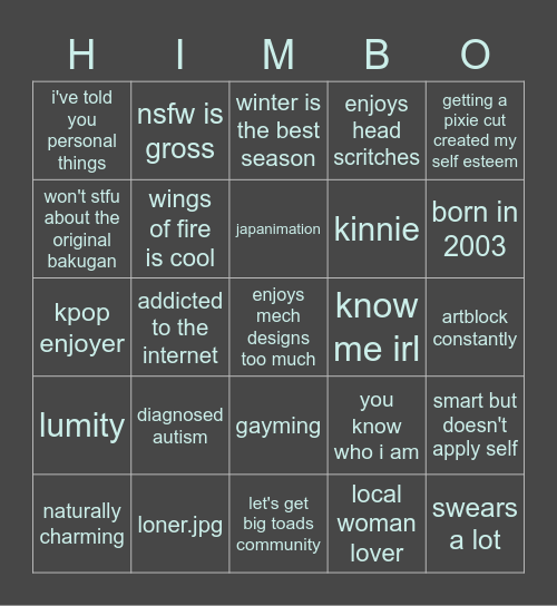 Han Bingo Card