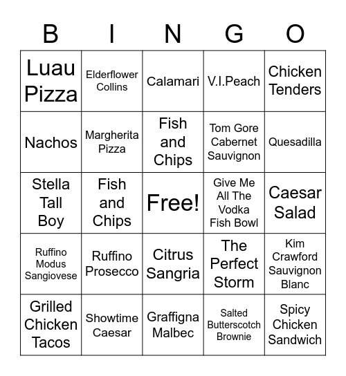 VIP Bingo Card