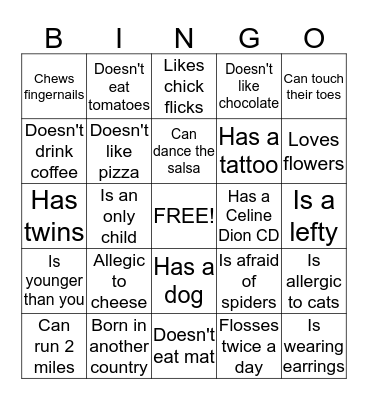 Human Bingo Card